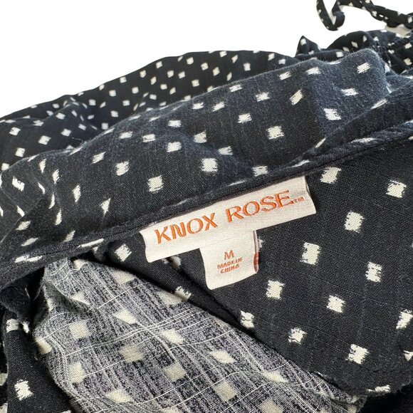 Knox Rose Black Wrap Midi Dress Medium Ruffle Hem Tassel Tie Geometric Print - Picture 9 of 10